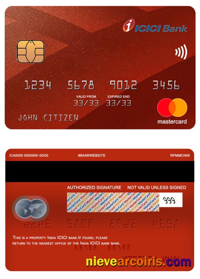 India ICICI bank mastercard